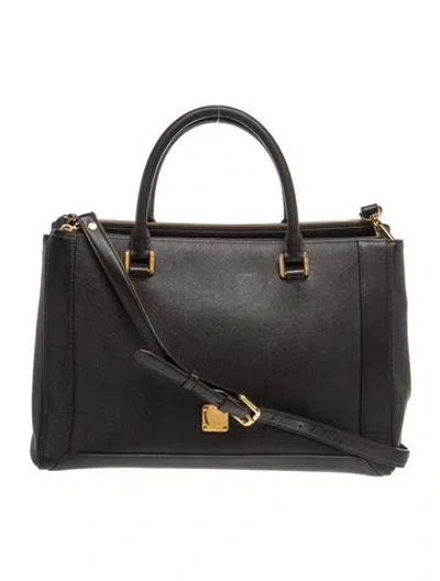 Pre-owned Mcm Leather Top Handle Bag In Black