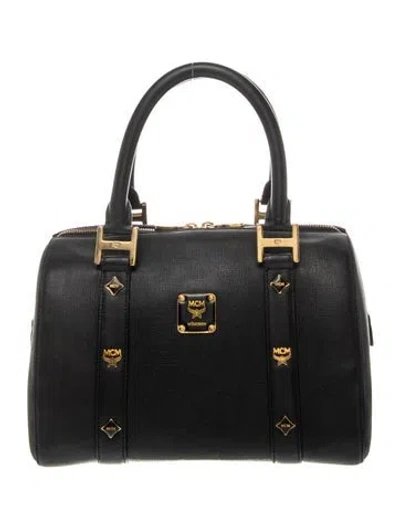 Pre-owned Mcm Leather Top Handle Bag In Black