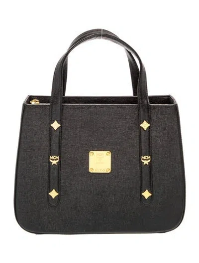 Pre-owned Mcm Leather Top Handle Bag In Black