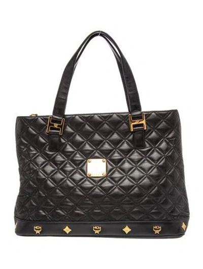 Pre-owned Mcm Leather Top Handle Bag In Black
