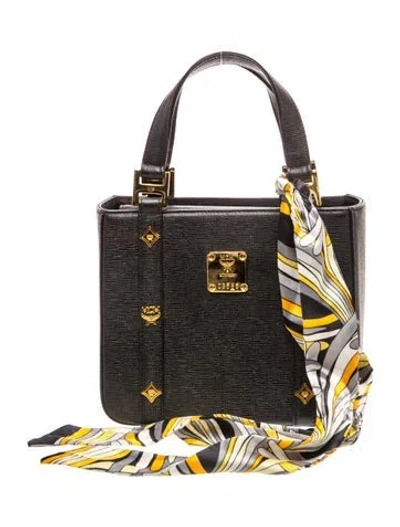 Pre-owned Mcm Leather Top Handle Bag In Black