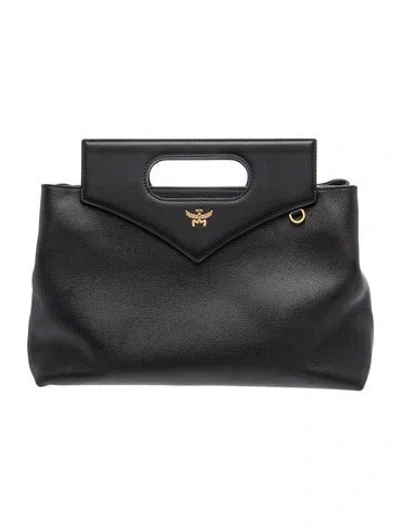 Pre-owned Mcm Leather Top Handle Bag In Black