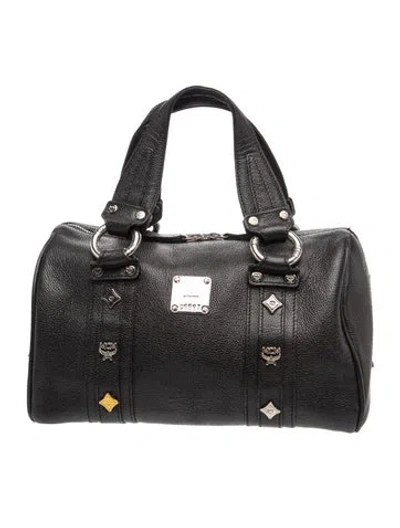 Pre-owned Mcm Leather Top Handle Bag In Black