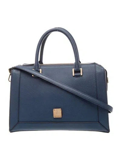 Pre-owned Mcm Leather Top Handle Bag In Black