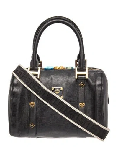 Pre-owned Mcm Leather Top Handle Bag In Black