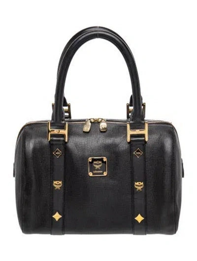 Pre-owned Mcm Leather Top Handle Bag In Black