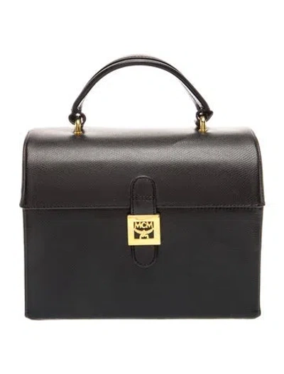Pre-owned Mcm Leather Top Handle Bag In Black