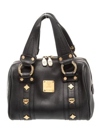 Pre-owned Mcm Leather Top Handle Bag In Black