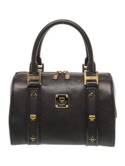 Pre-owned Mcm Leather Top Handle Bag In Black