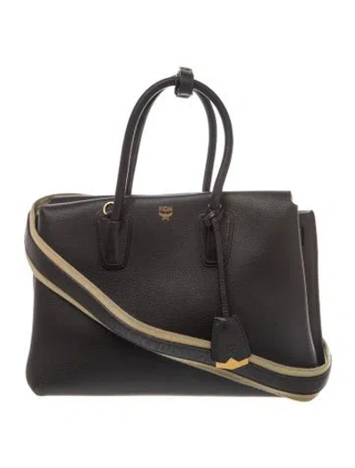 Pre-owned Mcm Leather Top Handle Bag In Black