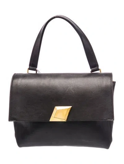 Pre-owned Mcm Leather Top Handle Bag In Black