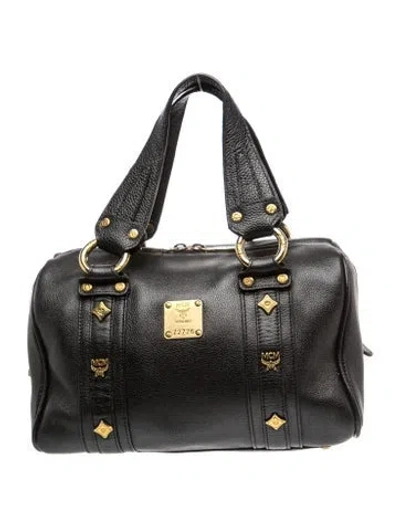 Pre-owned Mcm Leather Top Handle Bag In Black