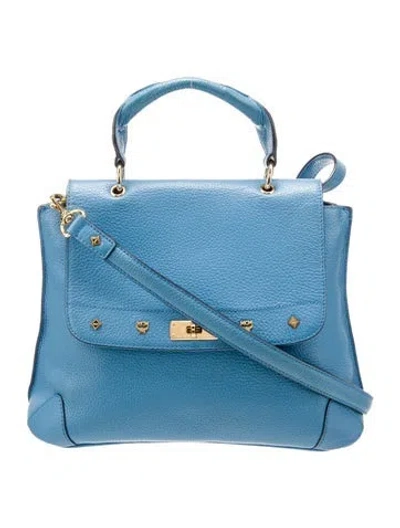 Pre-owned Mcm Leather Top Handle Bag In Blue