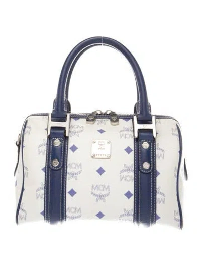 Pre-owned Mcm Leather Top Handle Bag In Blue