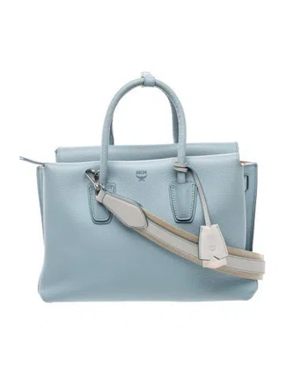 Pre-owned Mcm Leather Top Handle Bag In Blue