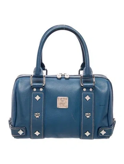 Pre-owned Mcm Leather Top Handle Bag In Blue