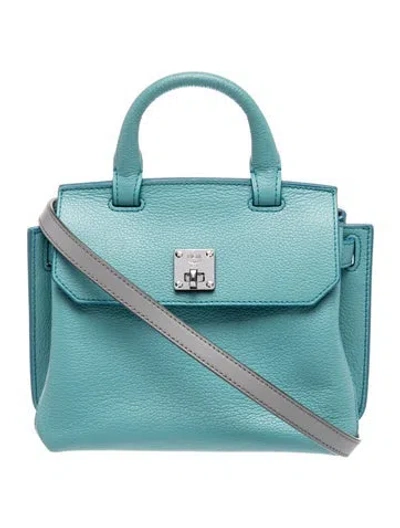 Pre-owned Mcm Leather Top Handle Bag In Blue