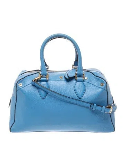 Pre-owned Mcm Leather Top Handle Bag In Blue