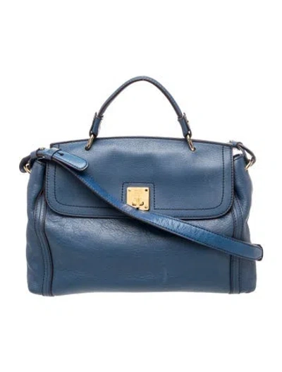 Pre-owned Mcm Leather Top Handle Bag In Blue