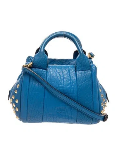 Pre-owned Mcm Leather Top Handle Bag In Blue