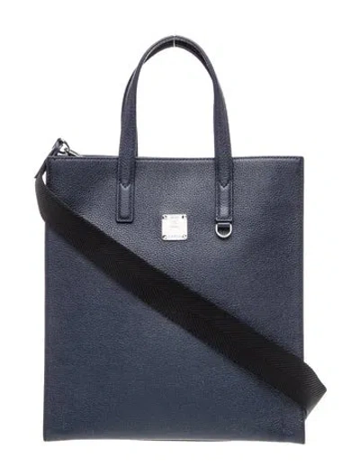 Pre-owned Mcm Leather Top Handle Bag In Blue