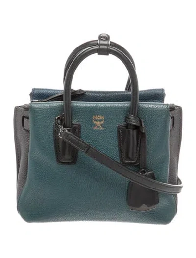Pre-owned Mcm Leather Top Handle Bag In Blue