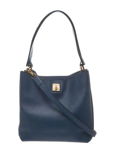 Pre-owned Mcm Leather Top Handle Bag In Blue