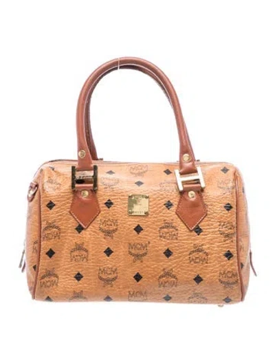 Pre-owned Mcm Leather Top Handle Bag In Brown