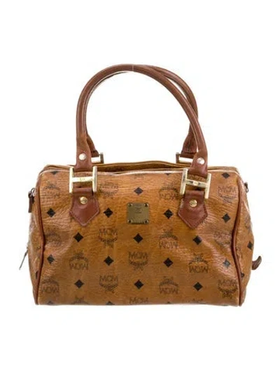 Pre-owned Mcm Leather Top Handle Bag In Brown