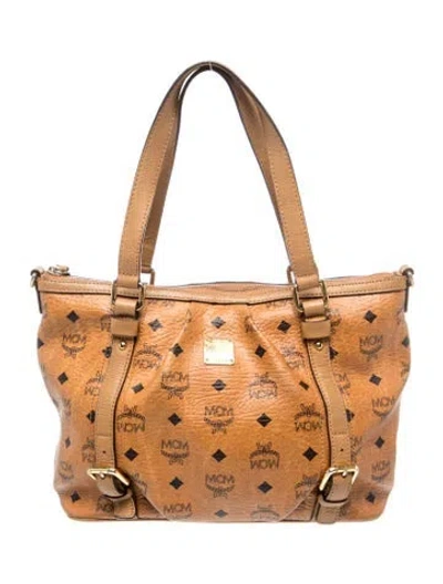 Pre-owned Mcm Leather Top Handle Bag In Brown