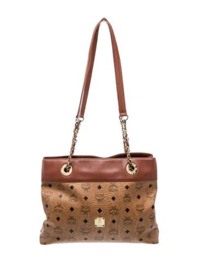 Pre-owned Mcm Leather Top Handle Bag In Brown