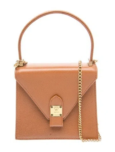 Pre-owned Mcm Leather Top Handle Bag In Brown