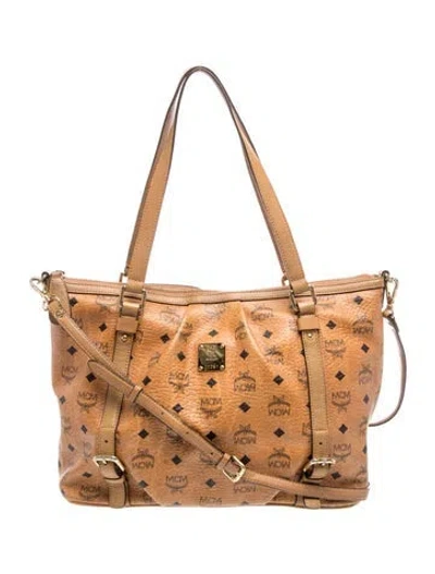 Pre-owned Mcm Leather Top Handle Bag In Brown