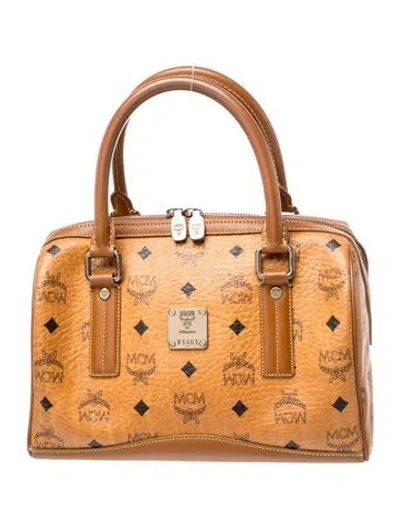 Pre-owned Mcm Leather Top Handle Bag In Brown
