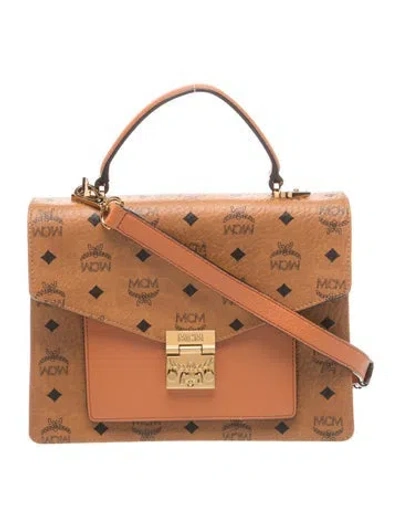 Pre-owned Mcm Leather Top Handle Bag In Brown