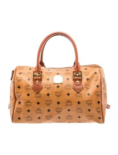 Pre-owned Mcm Leather Top Handle Bag In Brown