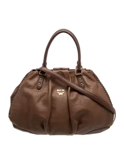 Pre-owned Mcm Leather Top Handle Bag In Brown