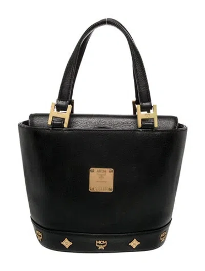 Pre-owned Mcm Leather Top Handle Bag In Gray