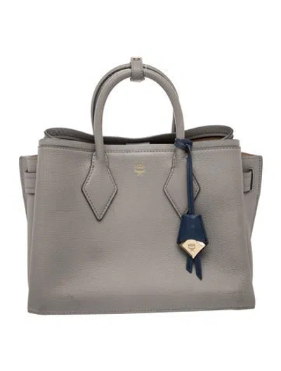 Pre-owned Mcm Leather Top Handle Bag In Gray