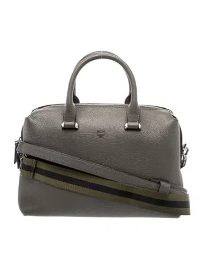 Pre-owned Mcm Leather Top Handle Bag In Gray