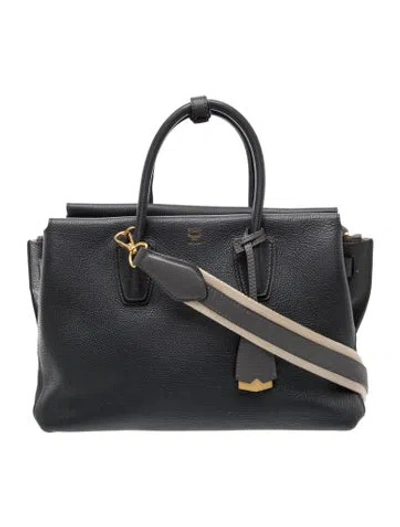 Pre-owned Mcm Leather Top Handle Bag In Gray