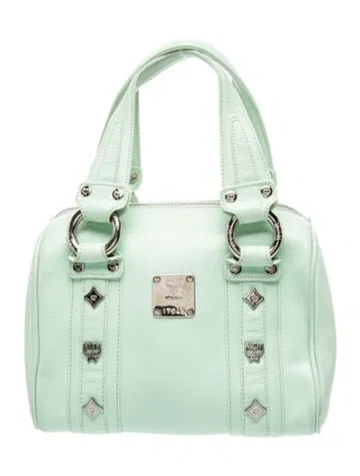 Pre-owned Mcm Leather Top Handle Bag In Green