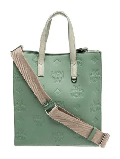 Pre-owned Mcm Leather Top Handle Bag In Green