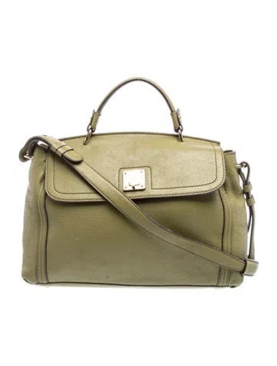 Pre-owned Mcm Leather Top Handle Bag In Green