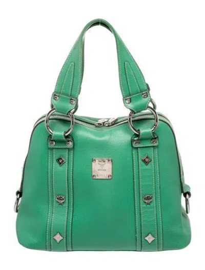 Pre-owned Mcm Leather Top Handle Bag In Green