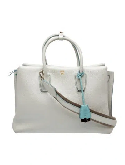 Pre-owned Mcm Leather Top Handle Bag In Grey