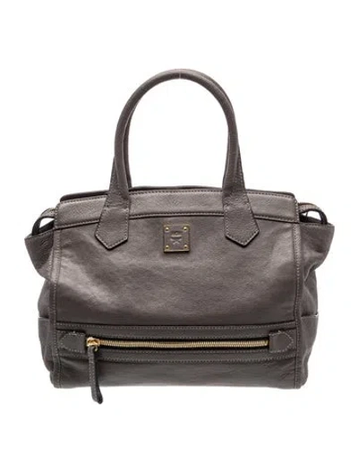 Pre-owned Mcm Leather Top Handle Bag In Grey