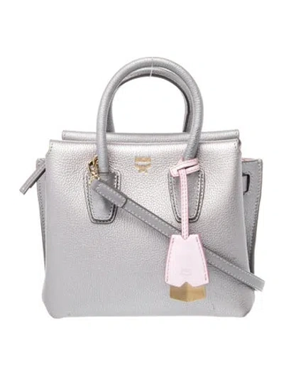 Pre-owned Mcm Leather Top Handle Bag In Metallic/silver