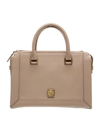 Pre-owned Mcm Leather Top Handle Bag In Neutral