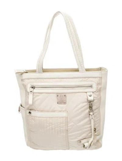 Pre-owned Mcm Leather Top Handle Bag In Neutral